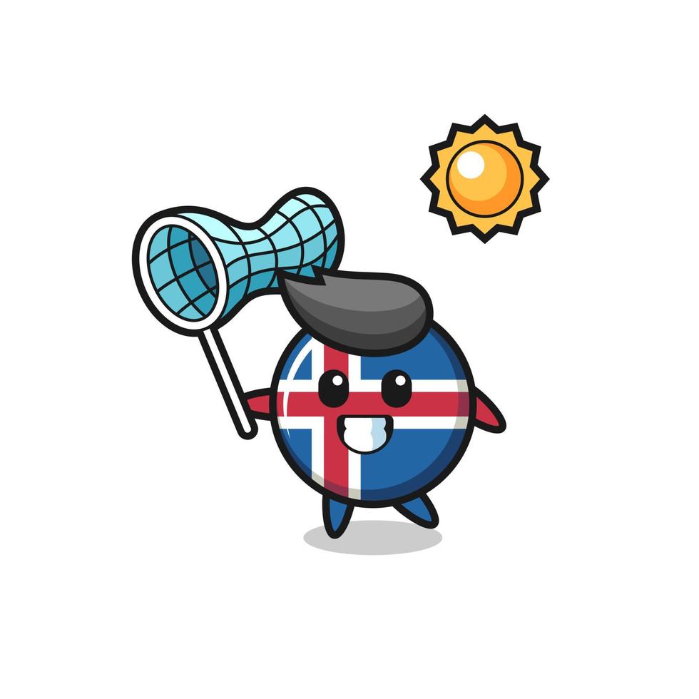 island flagg maskot illustration fångar fjäril vektor