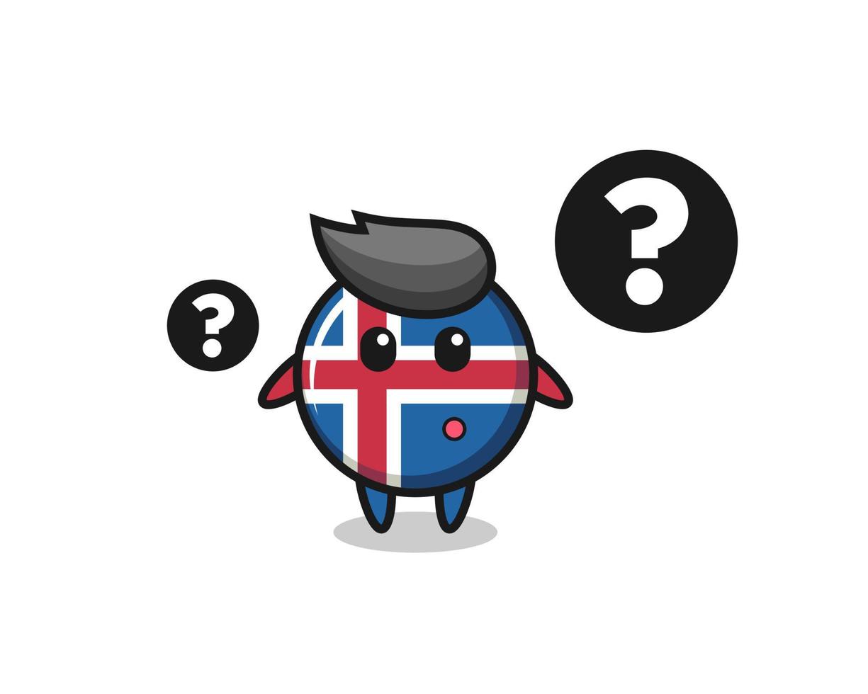 Karikaturillustration der isländischen Flagge mit dem Fragezeichen vektor