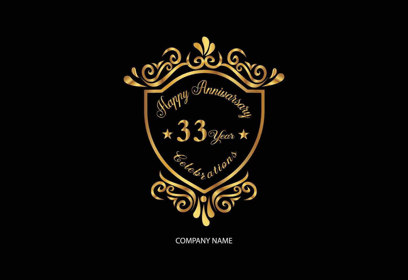 33 årsdag firande logotyp med handstil gyllene Färg elegant design vektor