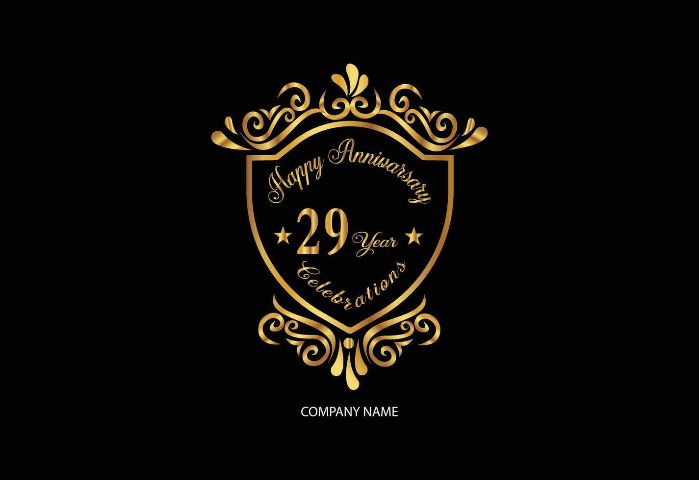 29 Jahrestag Feier Logo mit Handschrift golden Farbe elegant Design vektor
