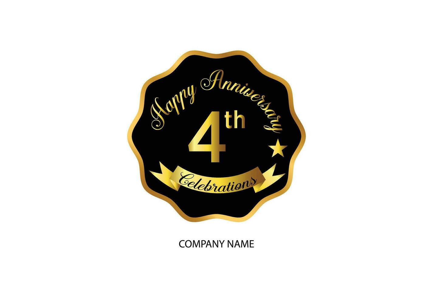 4 årsdag firande logotyp med handstil gyllene Färg elegant design vektor