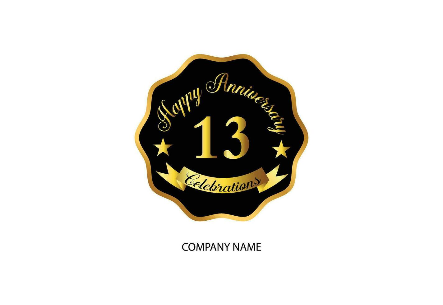 13 årsdag firande logotyp med handstil gyllene Färg elegant design vektor