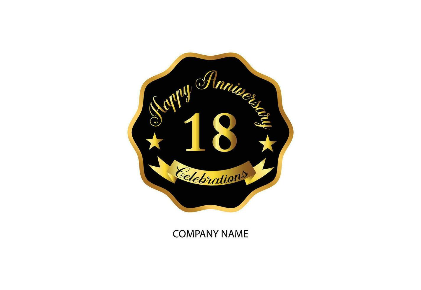 18 årsdag firande logotyp med handstil gyllene Färg elegant design vektor