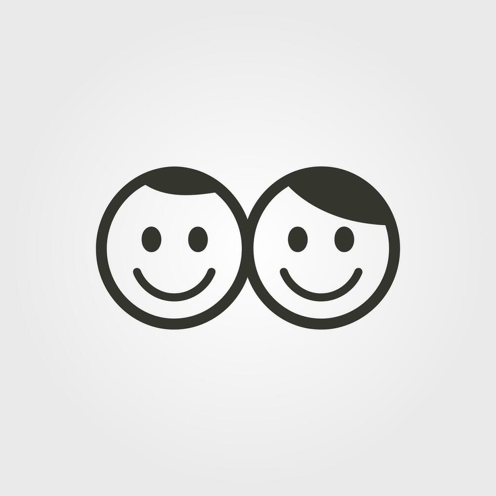 två vänner delning en leende ikon - enkel vektor illustration