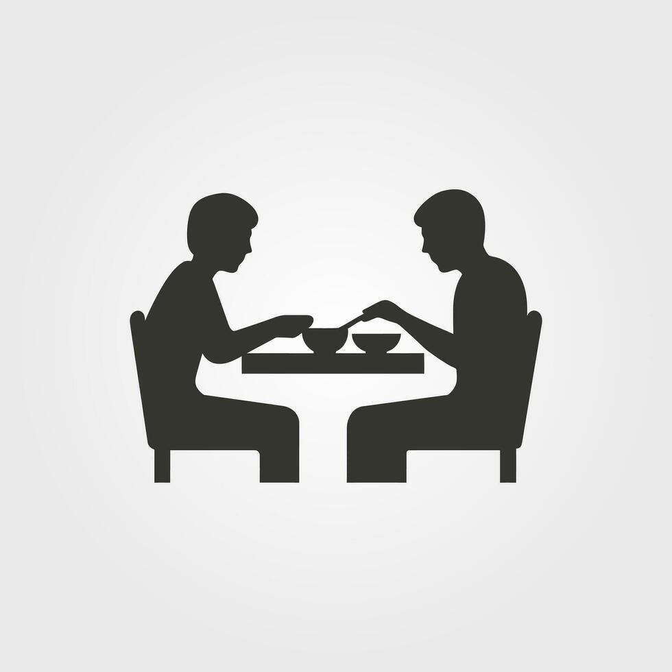 zwei Menschen Teilen ein Mahlzeit Symbol - - einfach Vektor Illustration