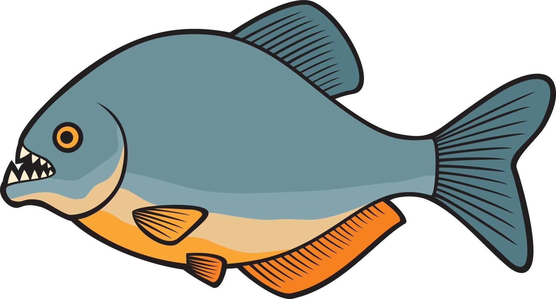 wütender Piranha-Fisch-Cartoon-Aufkleber 4335875 Vektor Kunst bei Vecteezy