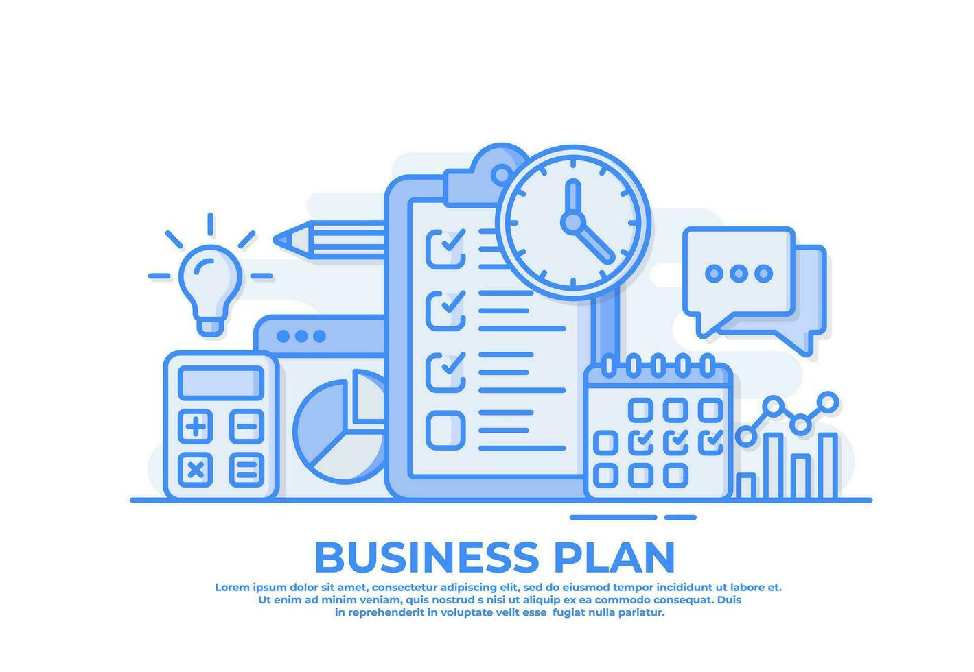 företag planera, marknadsföra forskning, analys, företag förvaltning, strategi, finansiera och investering, företag börja platt vektor illustration för webb baner, hemsida landning sida, mobil appar