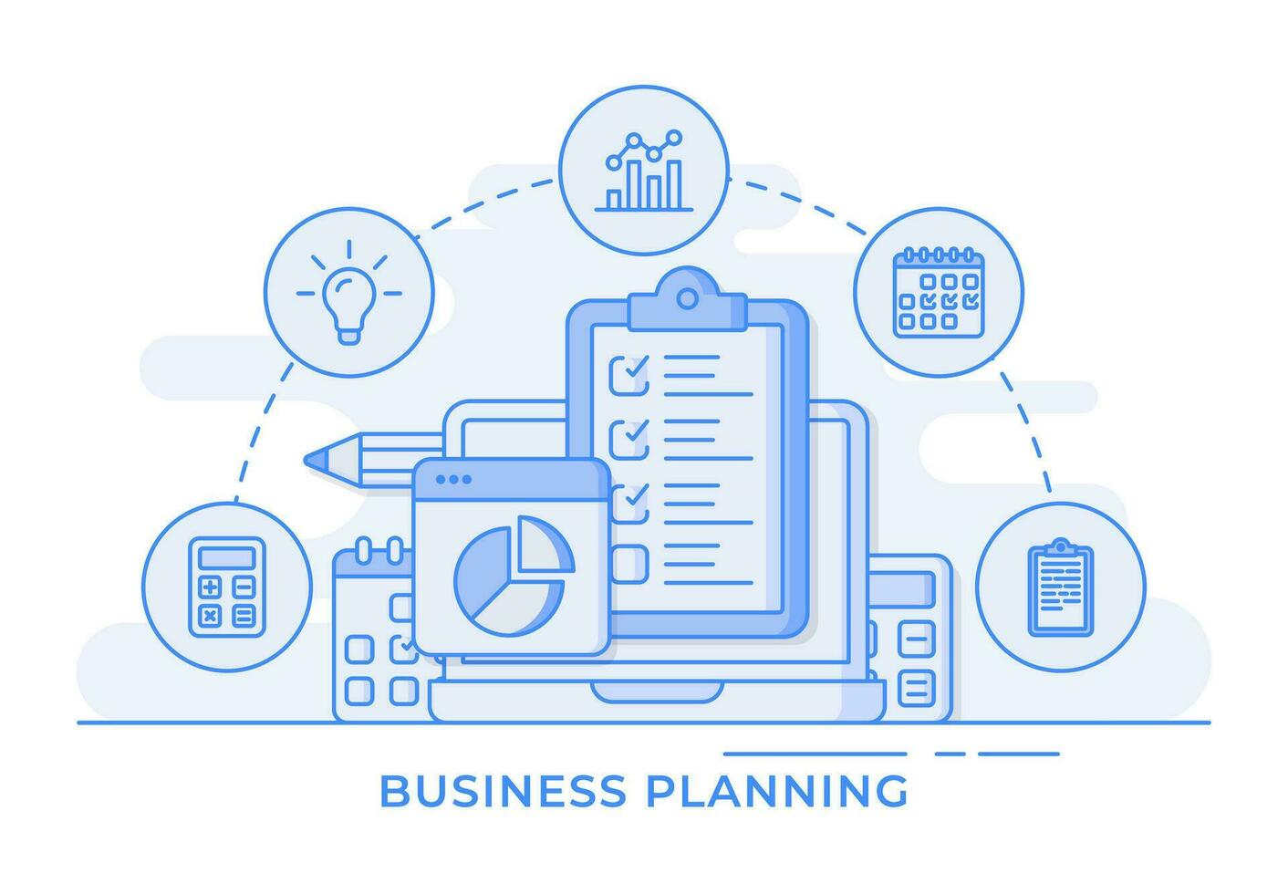 Geschäft Planung, Markt Forschung, Analyse, Geschäft Management, Strategie, Finanzen und Investition, dünn Linie eben Illustration Infografik zum Landung Buchseite, Banner, Handy, Mobiltelefon Anwendung, Netz Design, ui ux vektor