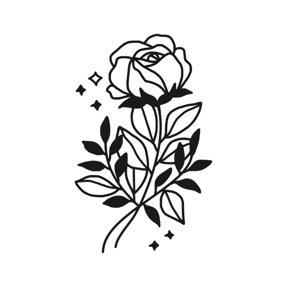 Jahrgang Hand gezeichnet Rose Blumen- Linie Kunst Logo Element vektor