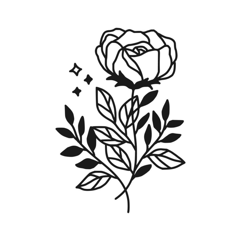 Jahrgang Hand gezeichnet Rose Blumen- Linie Kunst Logo Element vektor