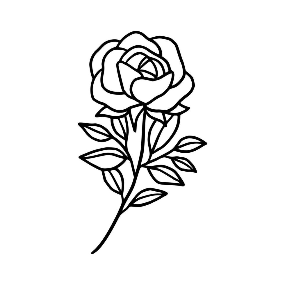 Jahrgang Hand gezeichnet Rose Blumen- Linie Kunst Logo Element vektor