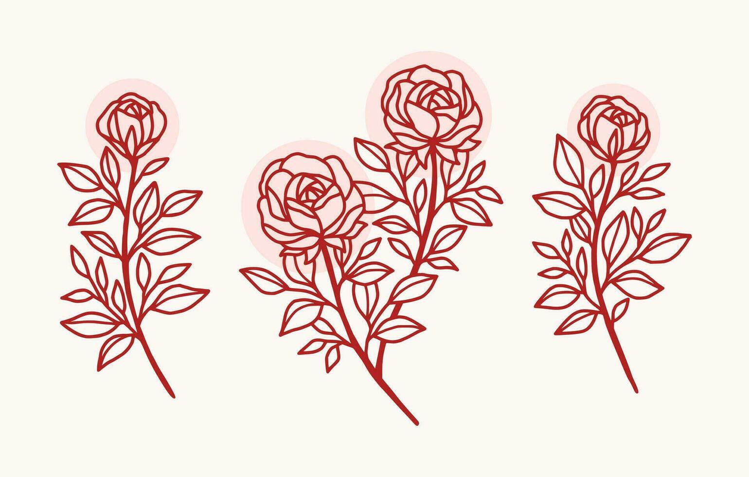 Jahrgang Hand gezeichnet Rose Blume Logo Element Sammlung vektor