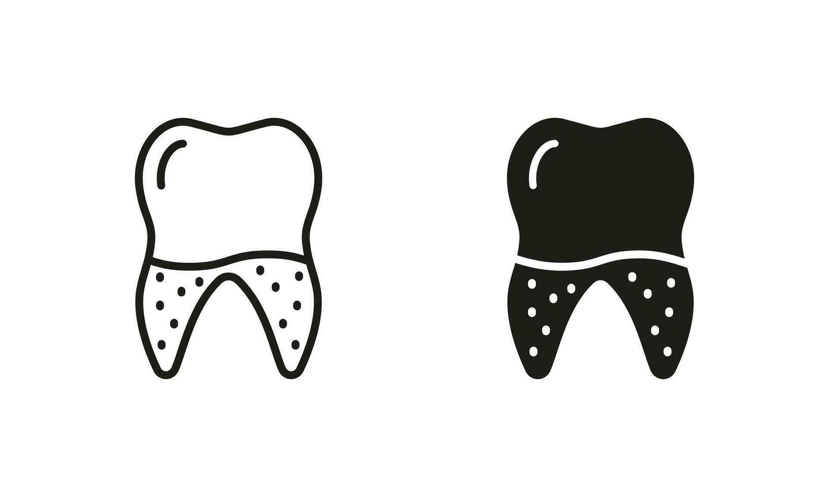 Dental Infinitesimalrechnung Silhouette und Linie Symbole Satz. defekt Zähne, Zahnstein Piktogramm. Zahn medizinisch Krankheit, Oral Problem. Dental Behandlung Symbol Sammlung. Zahnheilkunde unterzeichnen. isoliert Vektor Illustration.