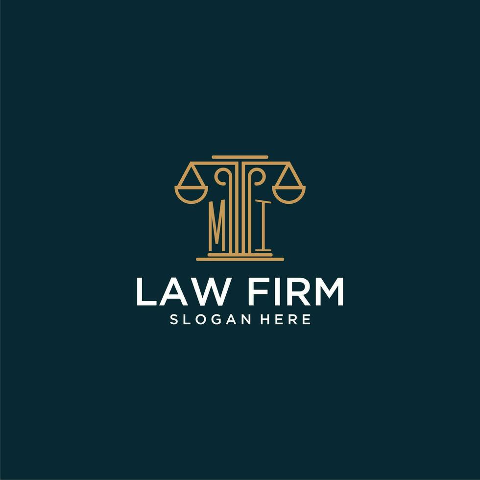 mi första monogram logotyp för advokatbyrå med skala vektor design