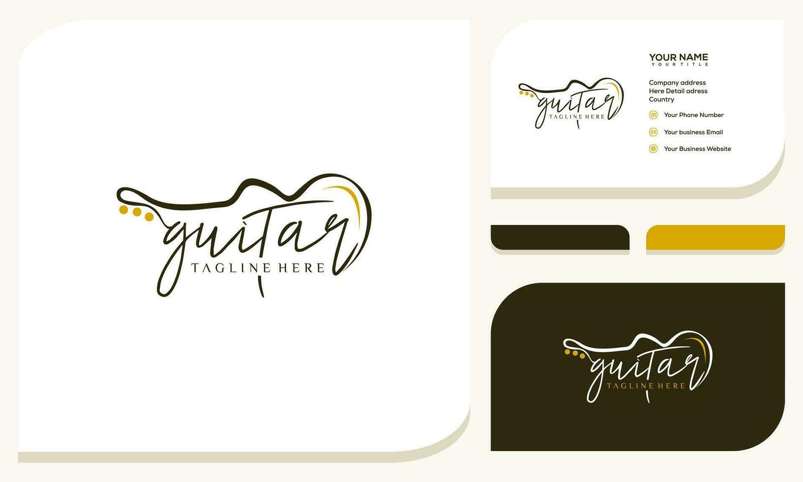 gitarr instrument enkel logotyp design inspiration. logotyp och företag kort vektor