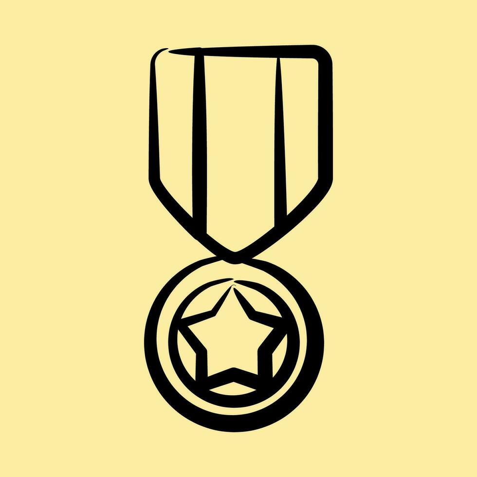 ikon medalj. militär element. ikoner i hand dragen stil. Bra för grafik, affischer, logotyp, infografik, etc. vektor