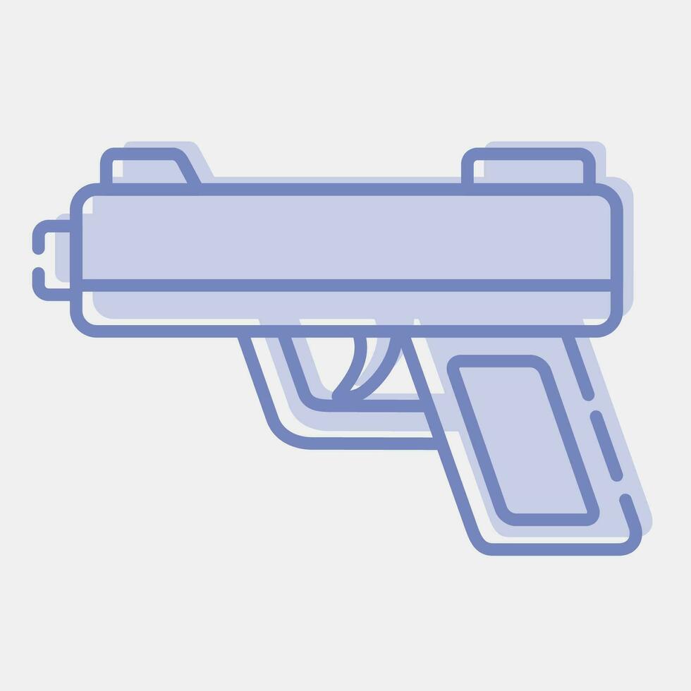 ikon hand pistol. militär element. ikoner i två tona stil. Bra för grafik, affischer, logotyp, infografik, etc. vektor