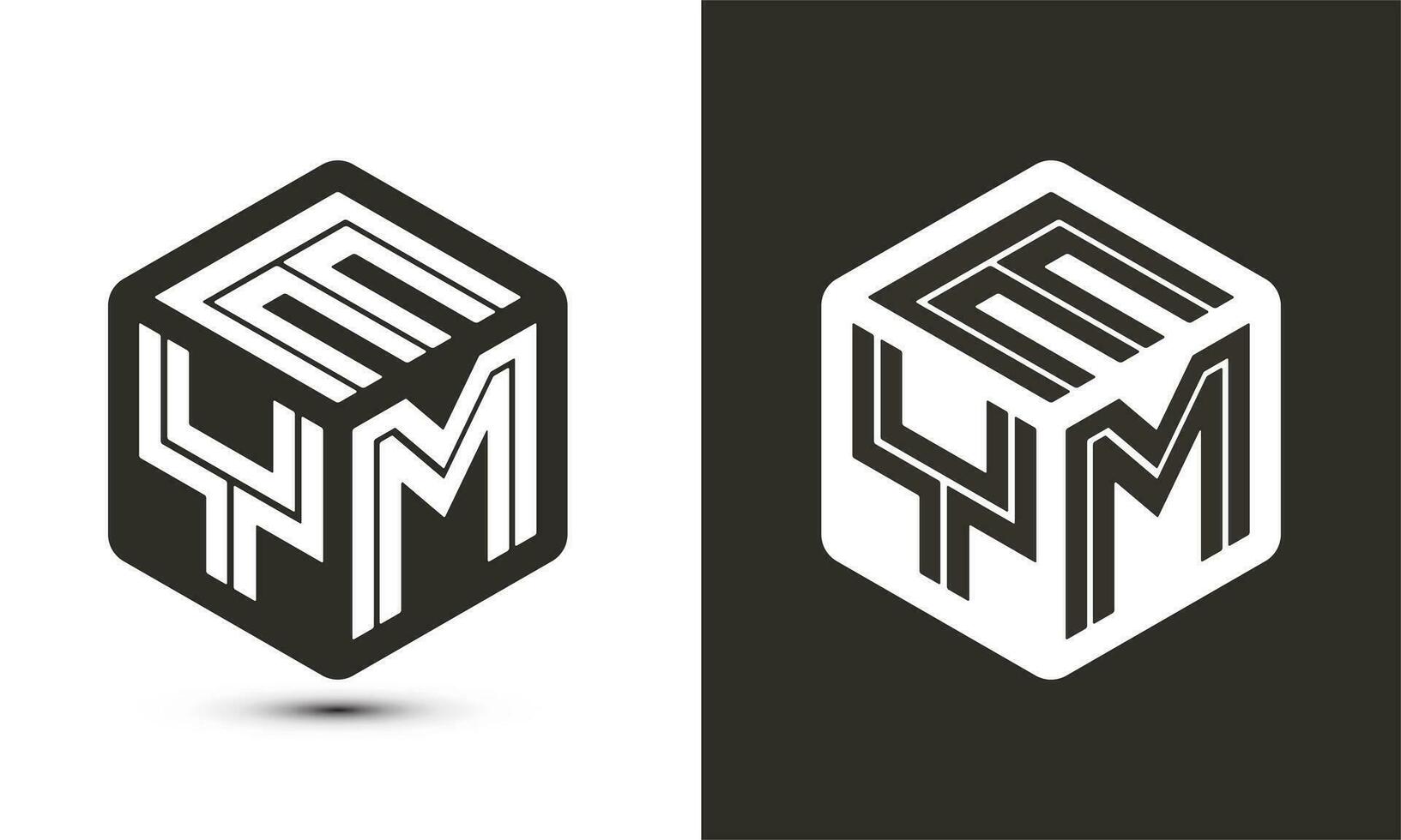eym brev logotyp design med illustratör kub logotyp, vektor logotyp modern alfabet font överlappning stil.