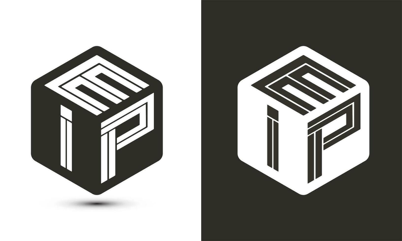 eip brev logotyp design med illustratör kub logotyp, vektor logotyp modern alfabet font överlappning stil.