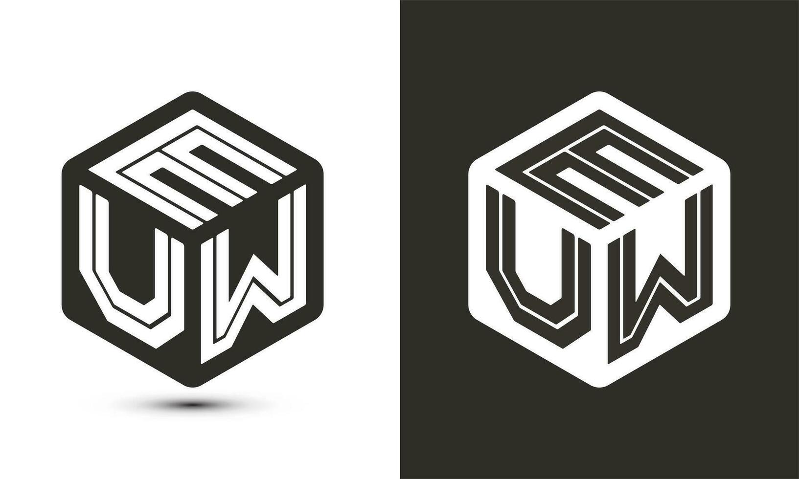 euw Brief Logo Design mit Illustrator Würfel Logo, Vektor Logo modern Alphabet Schriftart Überlappung Stil.