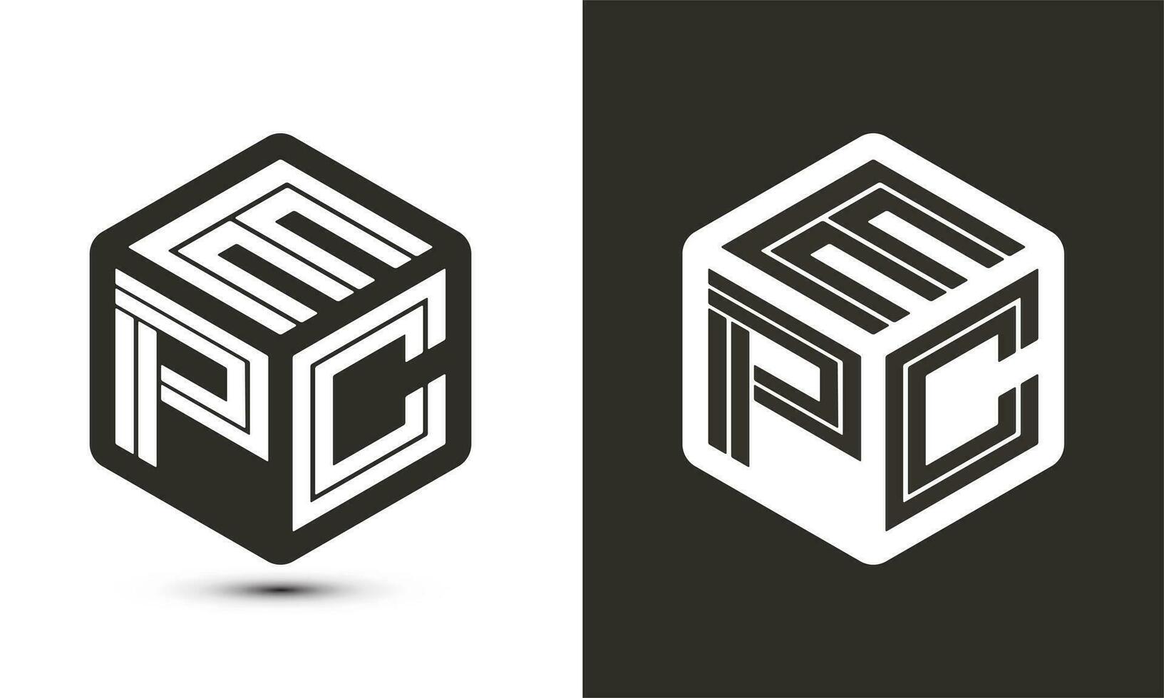 epc brev logotyp design med illustratör kub logotyp, vektor logotyp modern alfabet font överlappning stil.