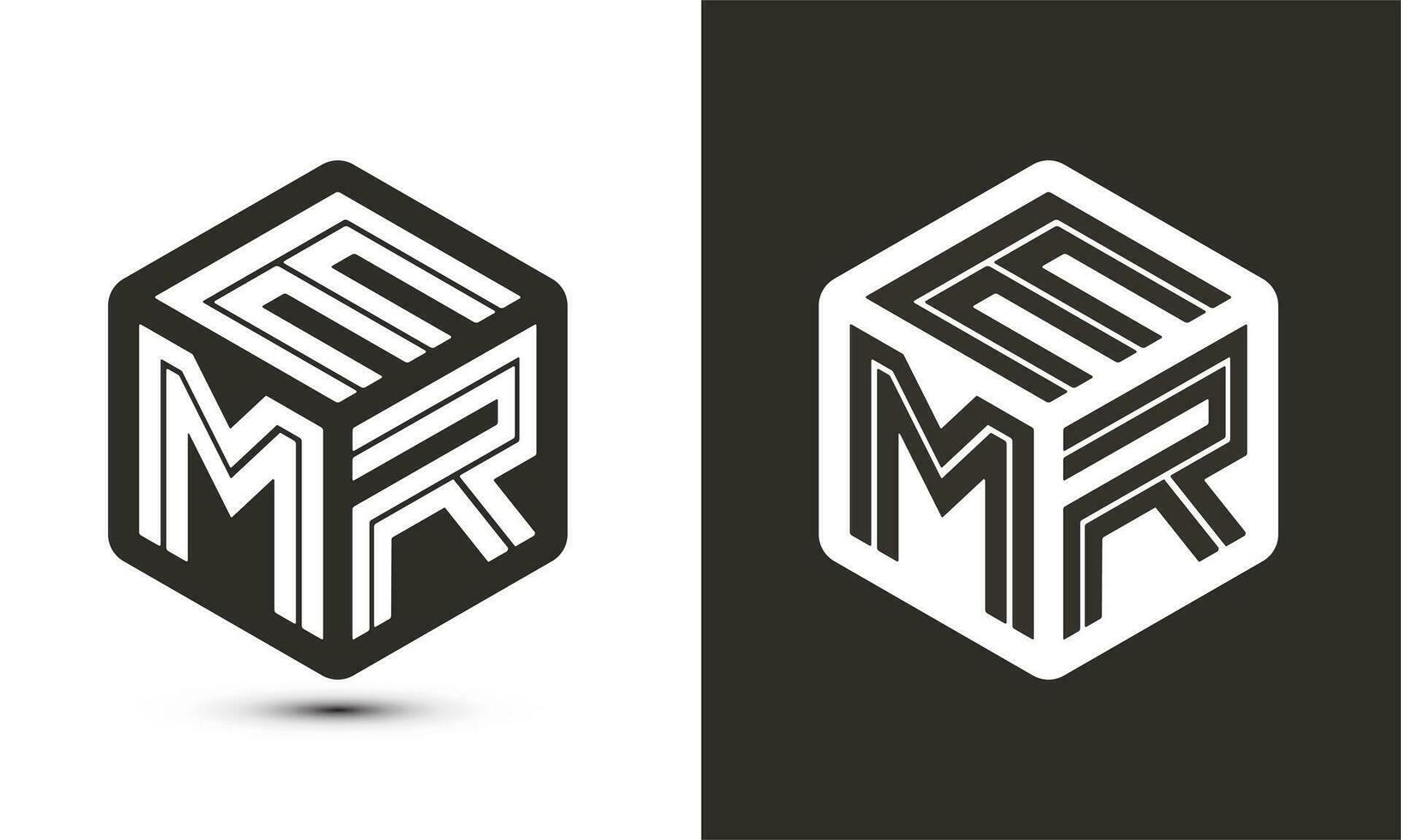 emr Brief Logo Design mit Illustrator Würfel Logo, Vektor Logo modern Alphabet Schriftart Überlappung Stil.