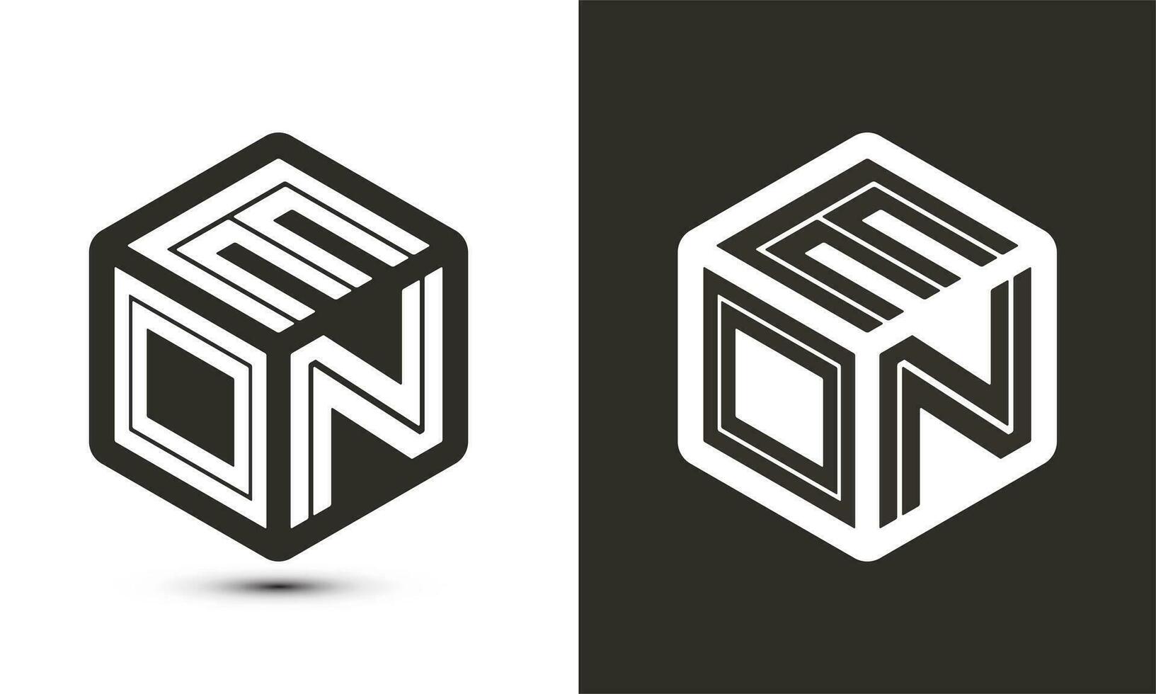 eon brev logotyp design med illustratör kub logotyp, vektor logotyp modern alfabet font överlappning stil.