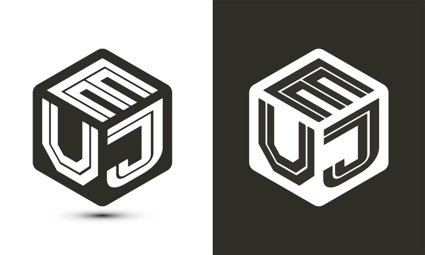 euj brev logotyp design med illustratör kub logotyp, vektor logotyp modern alfabet font överlappning stil.