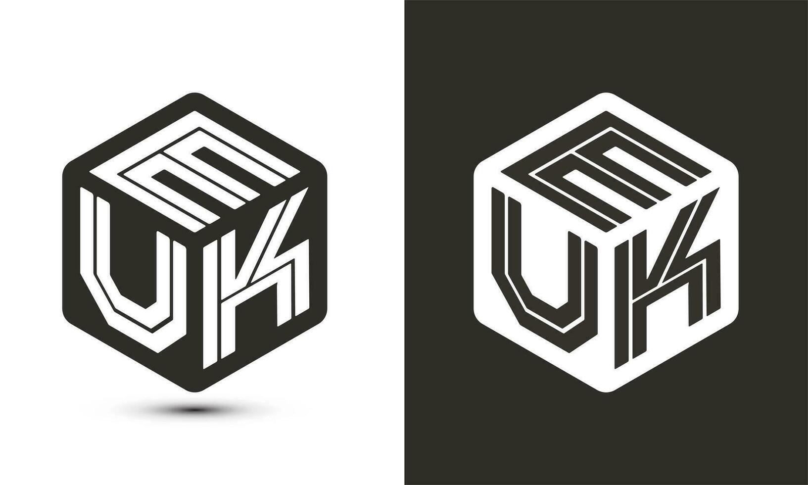 euk Brief Logo Design mit Illustrator Würfel Logo, Vektor Logo modern Alphabet Schriftart Überlappung Stil.