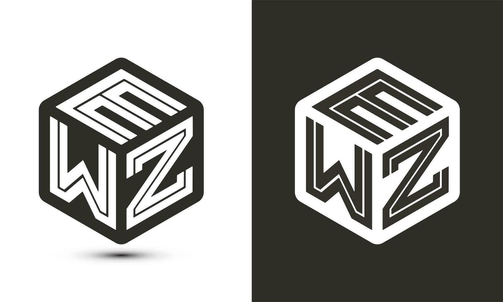 ewz brev logotyp design med illustratör kub logotyp, vektor logotyp modern alfabet font överlappning stil.