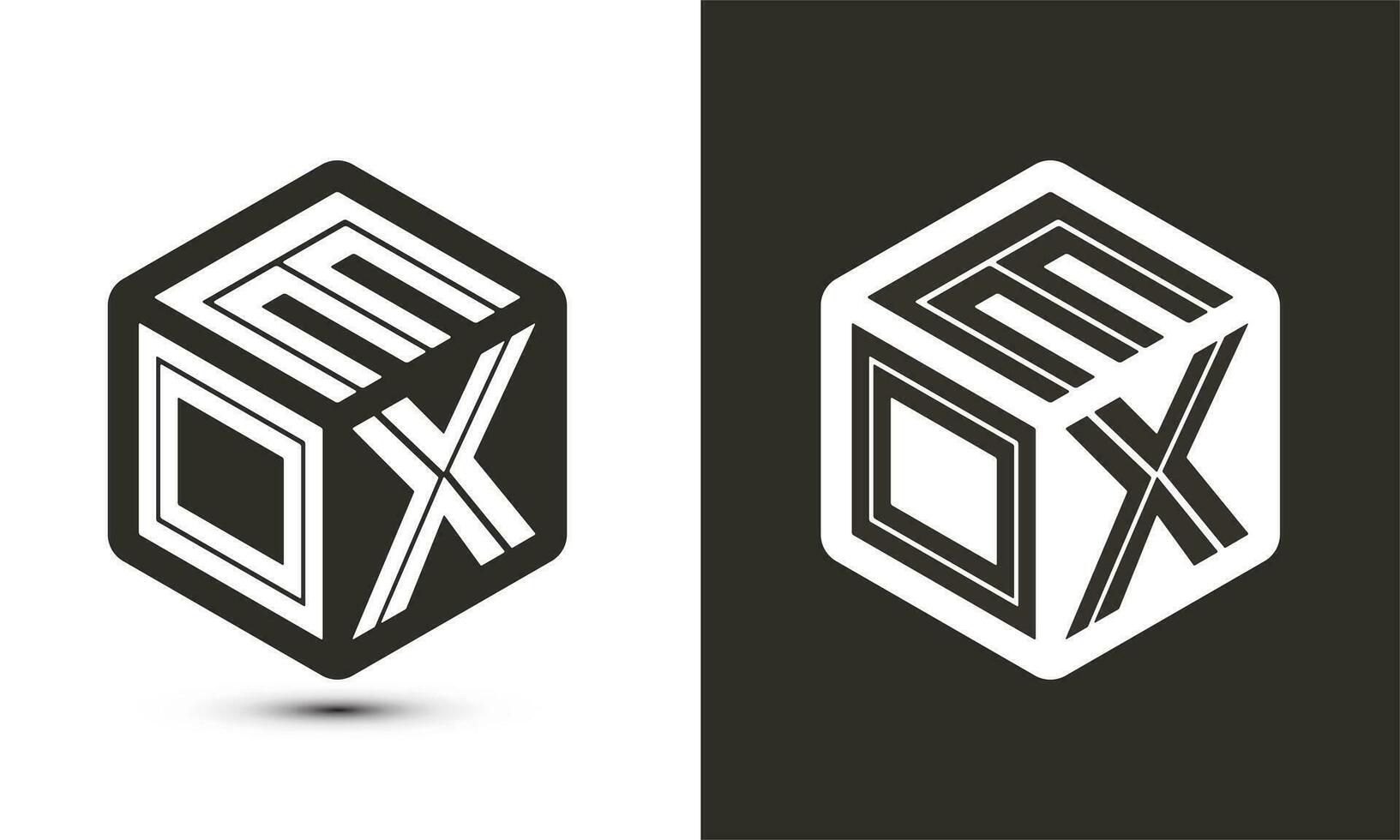 eox brev logotyp design med illustratör kub logotyp, vektor logotyp modern alfabet font överlappning stil.