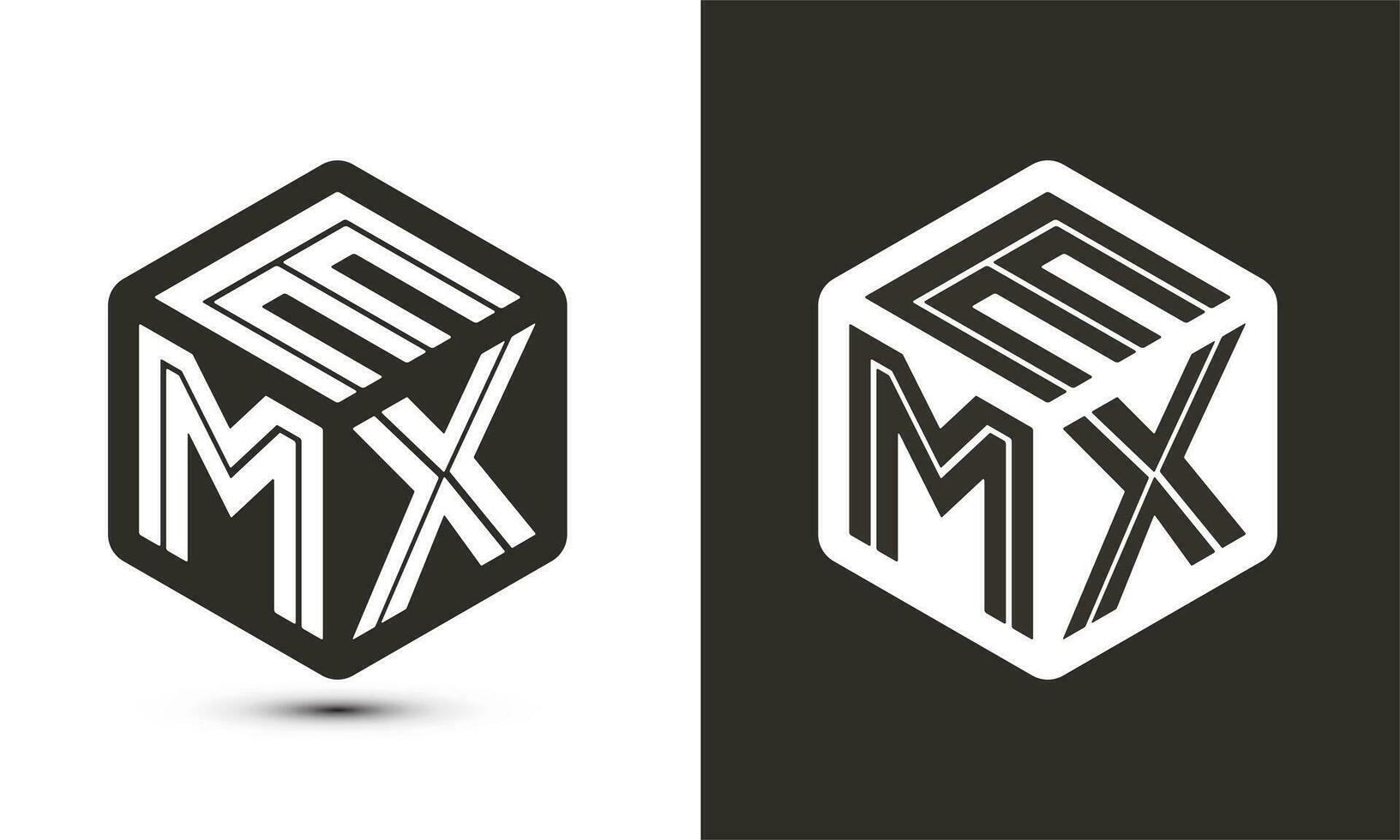 emx brev logotyp design med illustratör kub logotyp, vektor logotyp modern alfabet font överlappning stil.