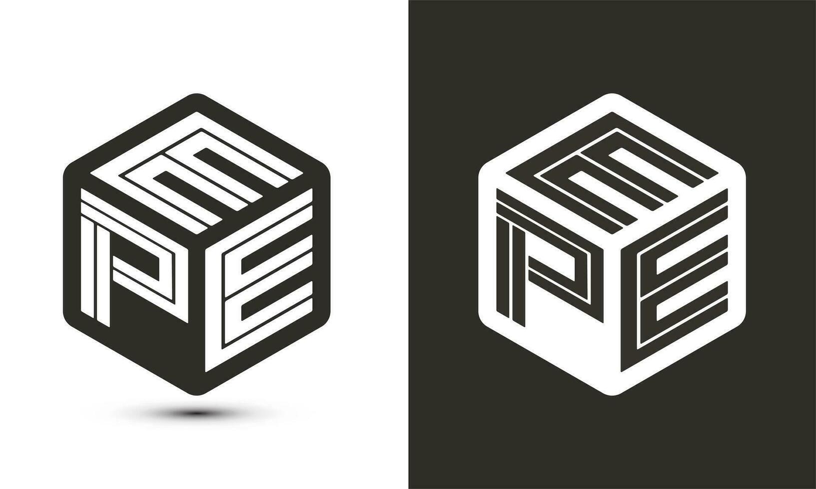 Epe Brief Logo Design mit Illustrator Würfel Logo, Vektor Logo modern Alphabet Schriftart Überlappung Stil.