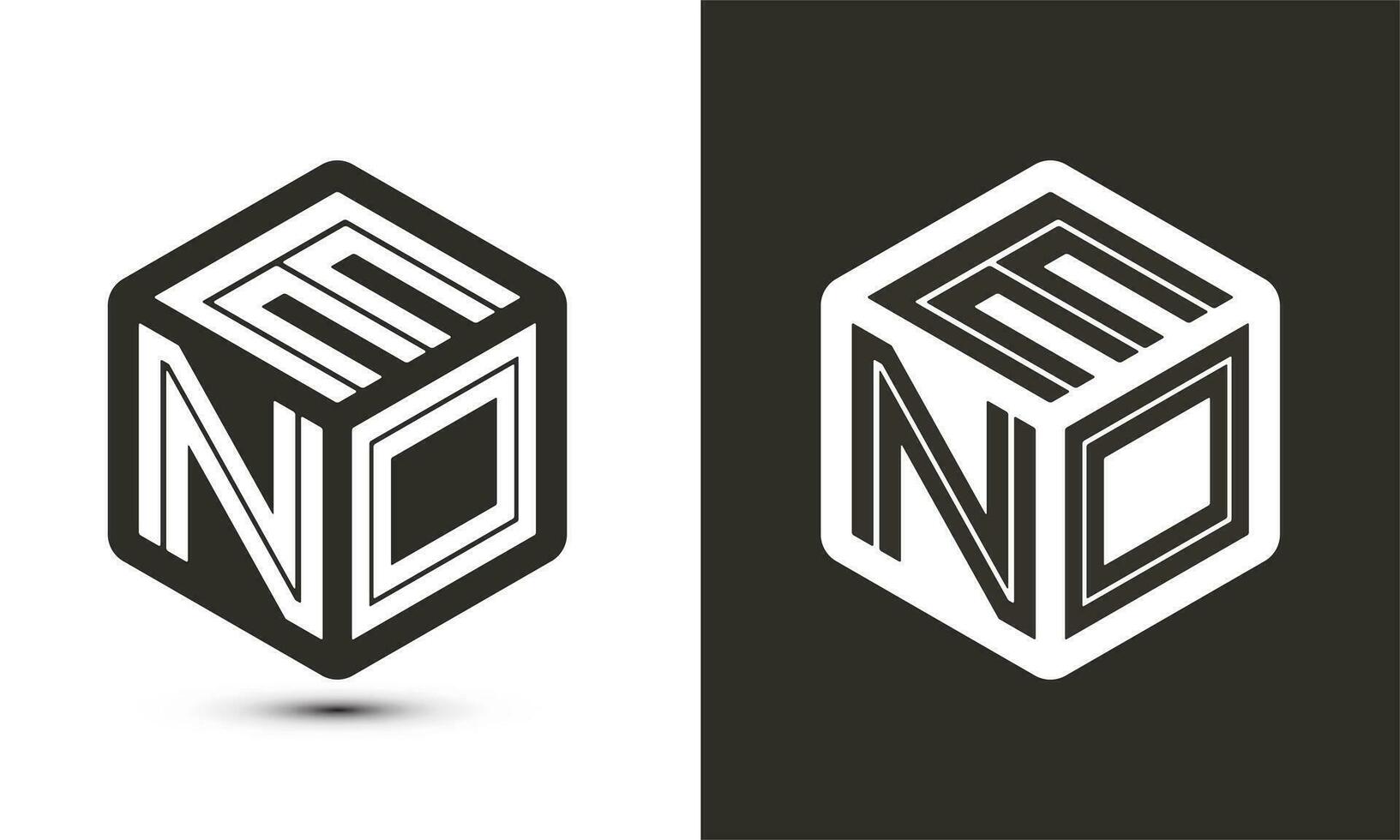 eno Brief Logo Design mit Illustrator Würfel Logo, Vektor Logo modern Alphabet Schriftart Überlappung Stil.