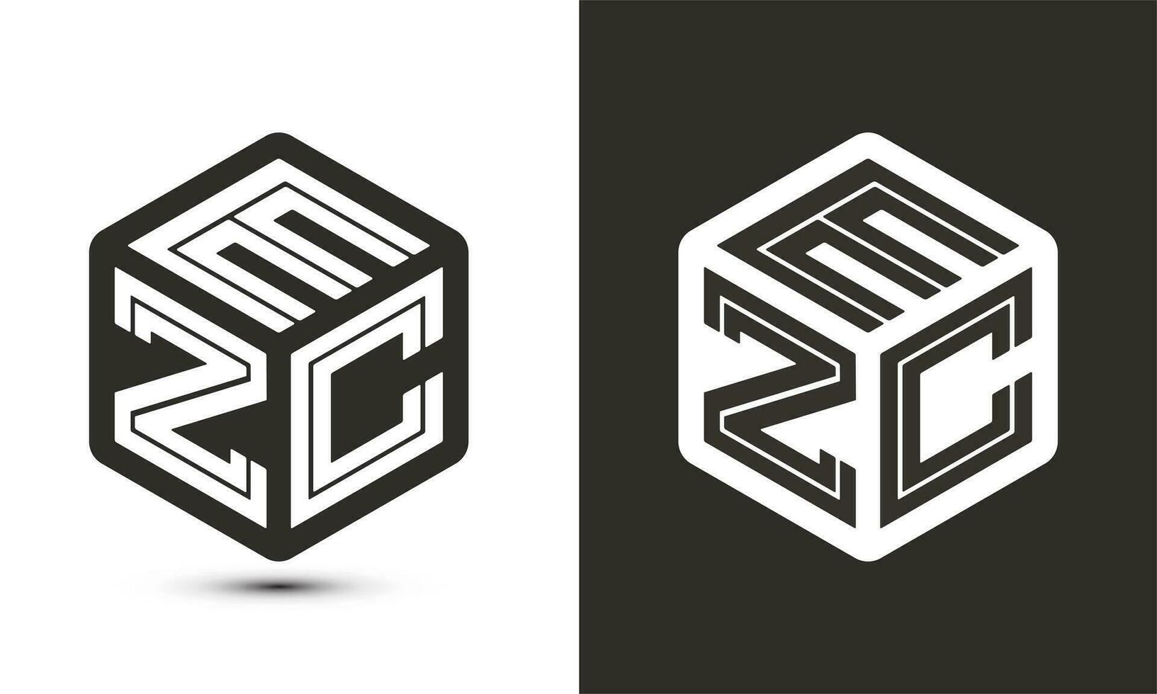 ezc brev logotyp design med illustratör kub logotyp, vektor logotyp modern alfabet font överlappning stil.