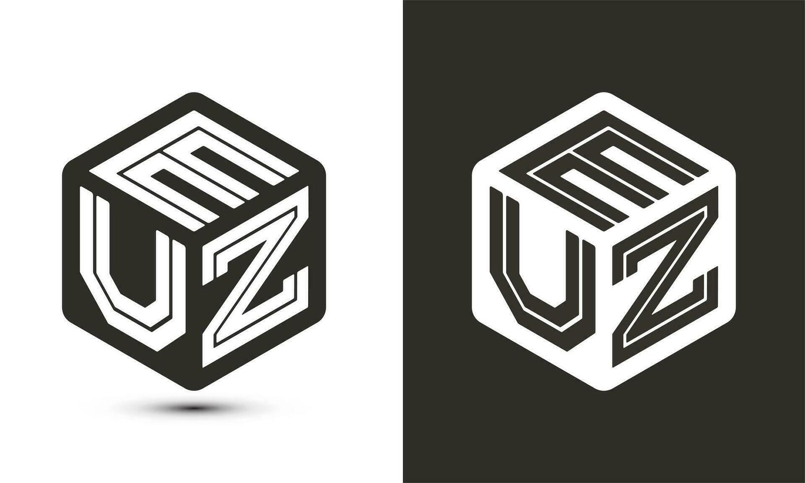 euz brev logotyp design med illustratör kub logotyp, vektor logotyp modern alfabet font överlappning stil.