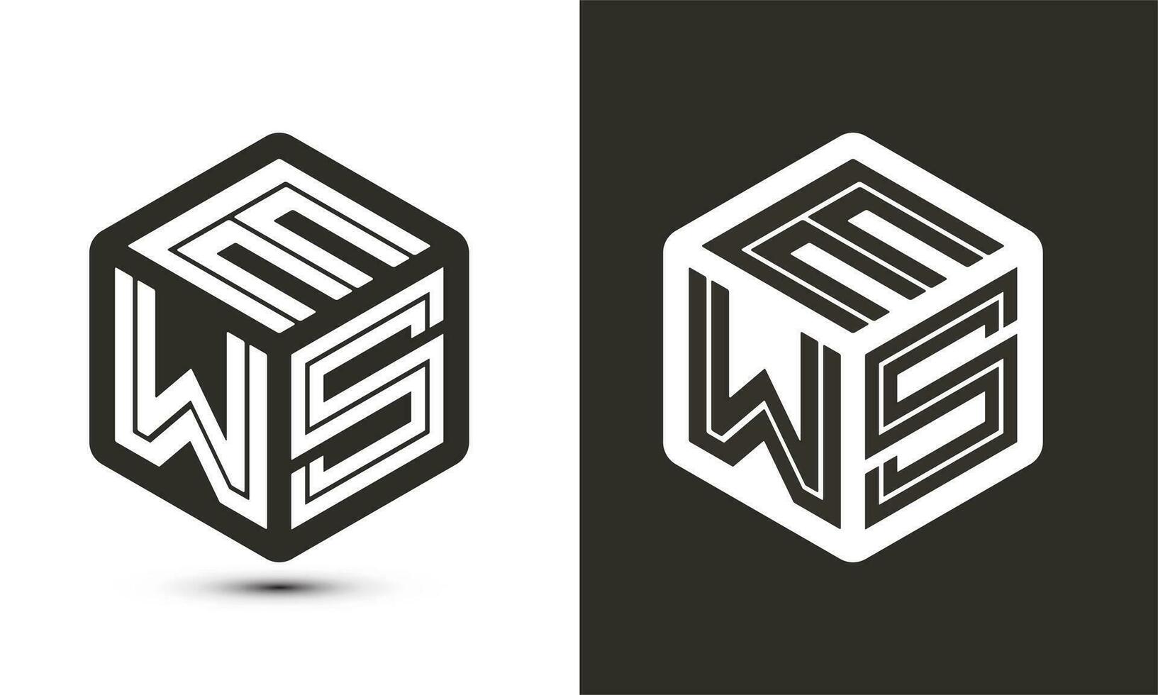 ews brev logotyp design med illustratör kub logotyp, vektor logotyp modern alfabet font överlappning stil.