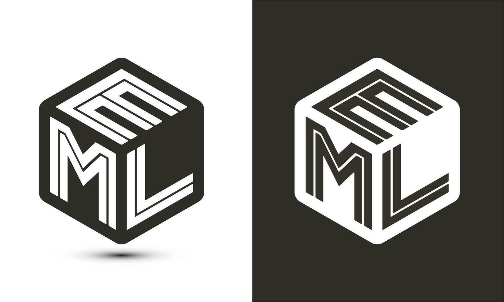 eml brev logotyp design med illustratör kub logotyp, vektor logotyp modern alfabet font överlappning stil.