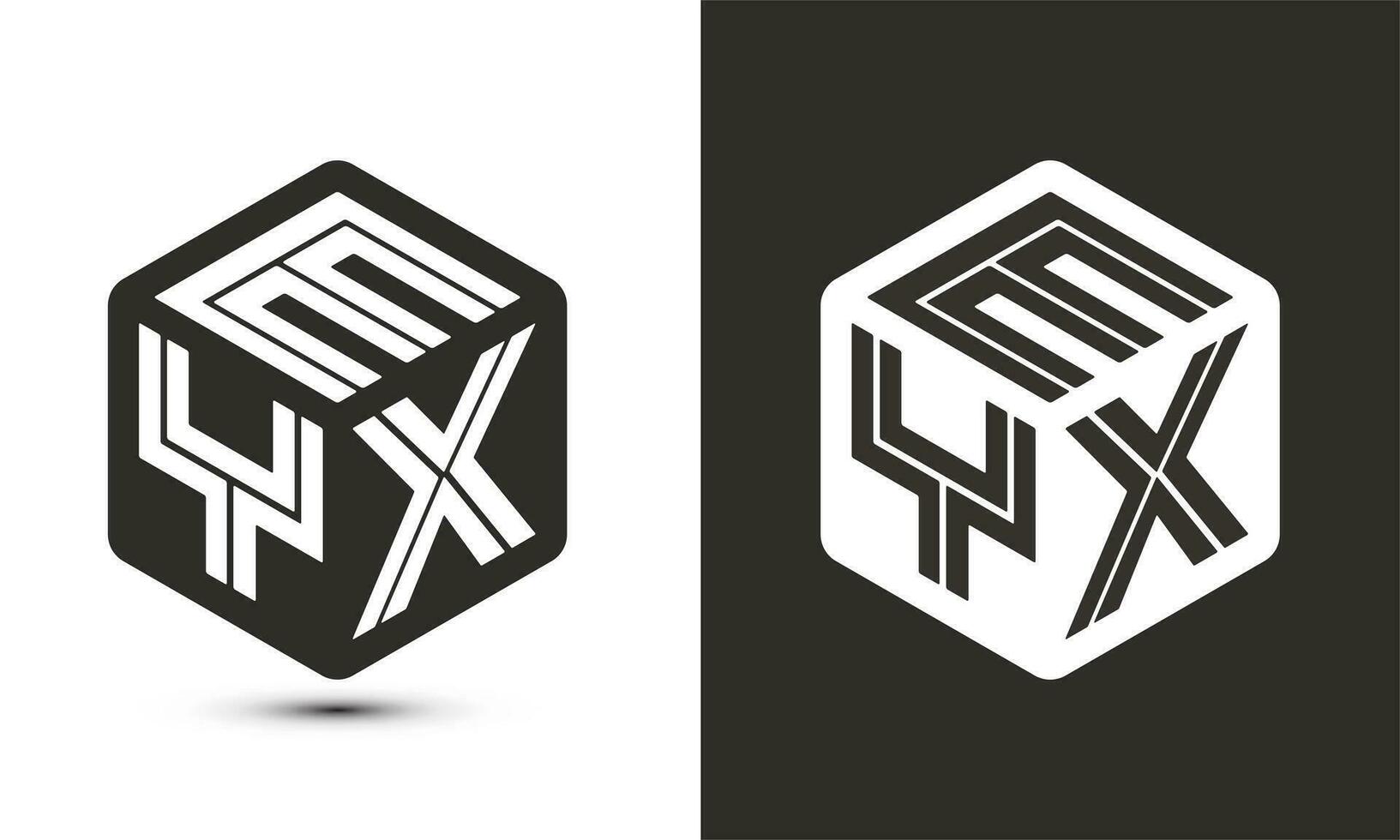 eyx brev logotyp design med illustratör kub logotyp, vektor logotyp modern alfabet font överlappning stil.