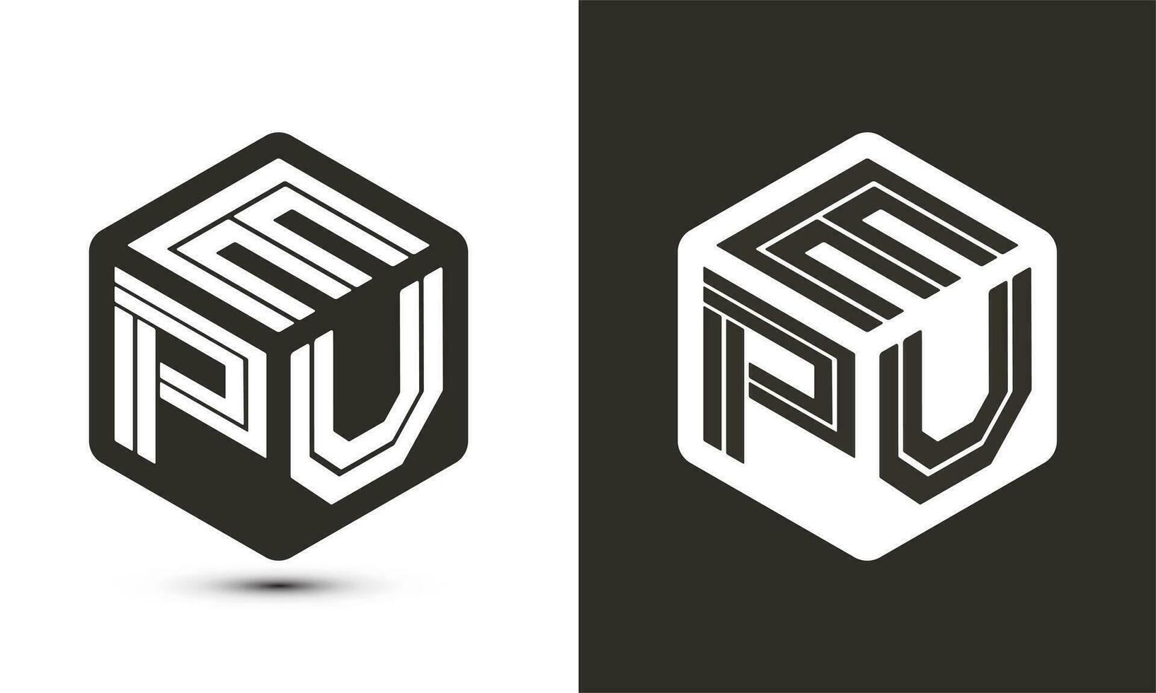 epu brev logotyp design med illustratör kub logotyp, vektor logotyp modern alfabet font överlappning stil.