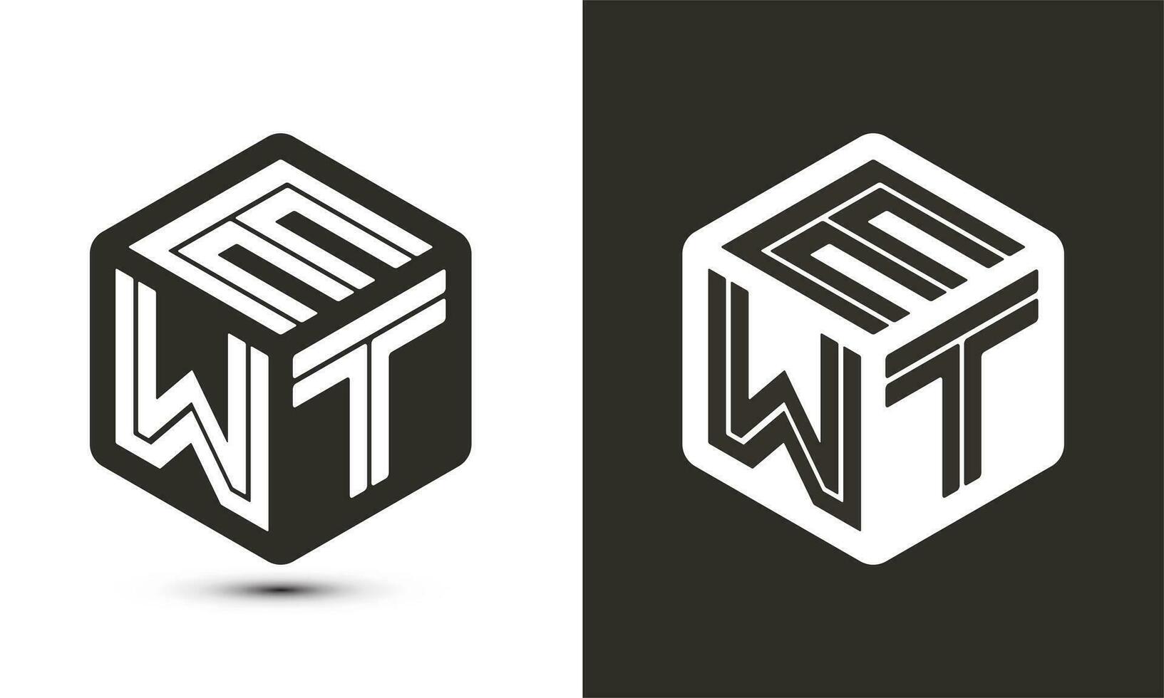 ewt brev logotyp design med illustratör kub logotyp, vektor logotyp modern alfabet font överlappning stil.
