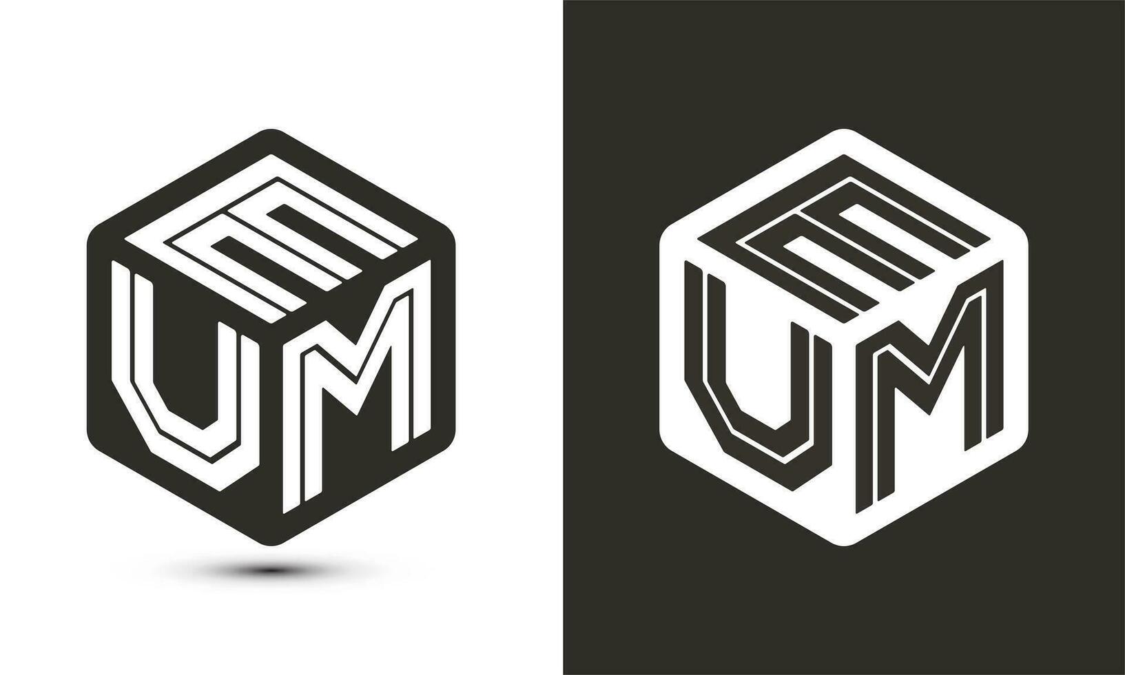 eum brev logotyp design med illustratör kub logotyp, vektor logotyp modern alfabet font överlappning stil.