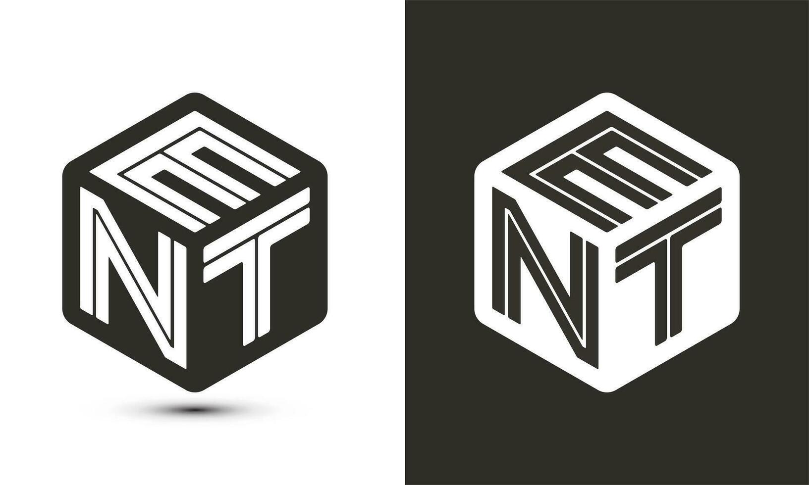 ent brev logotyp design med illustratör kub logotyp, vektor logotyp modern alfabet font överlappning stil.