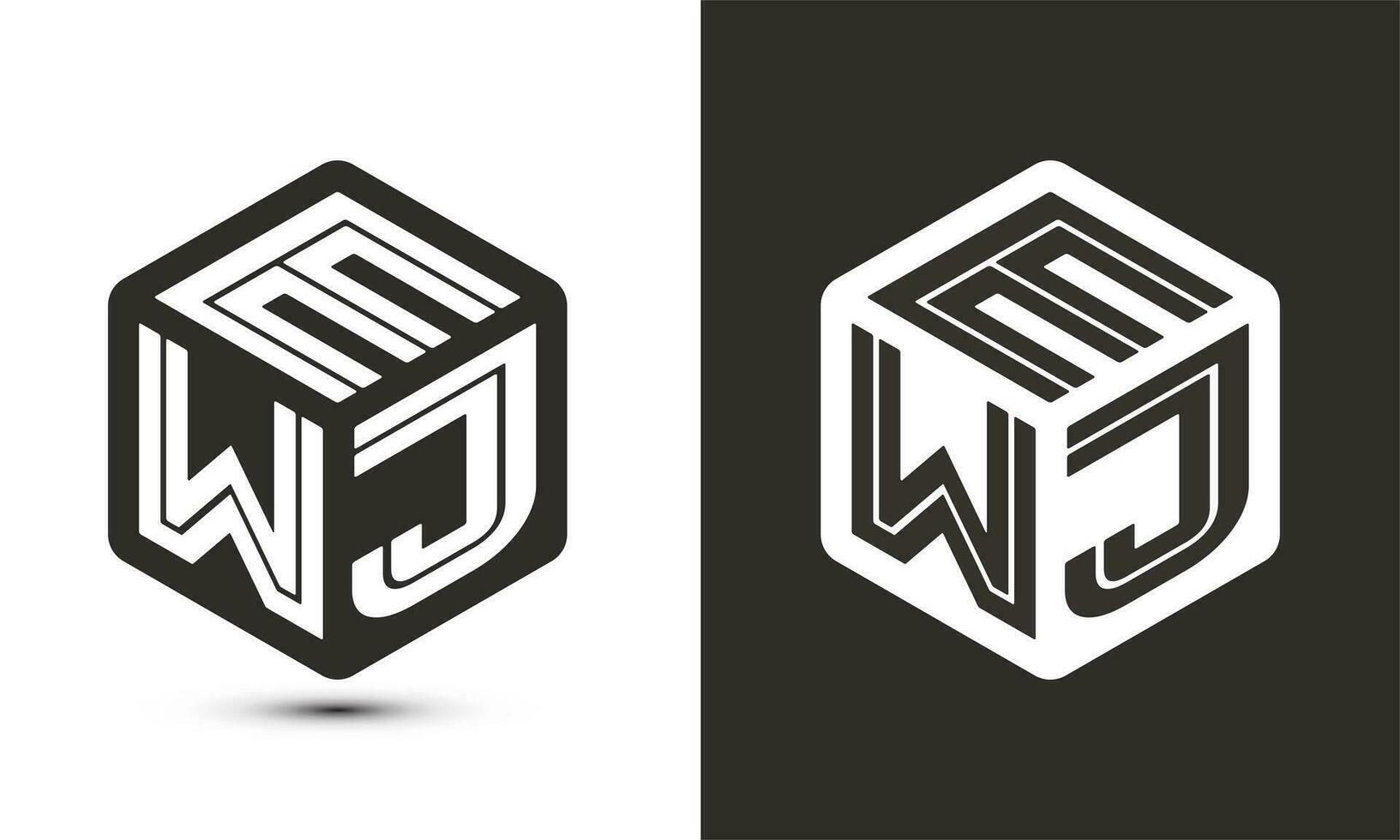 ewj Brief Logo Design mit Illustrator Würfel Logo, Vektor Logo modern Alphabet Schriftart Überlappung Stil.