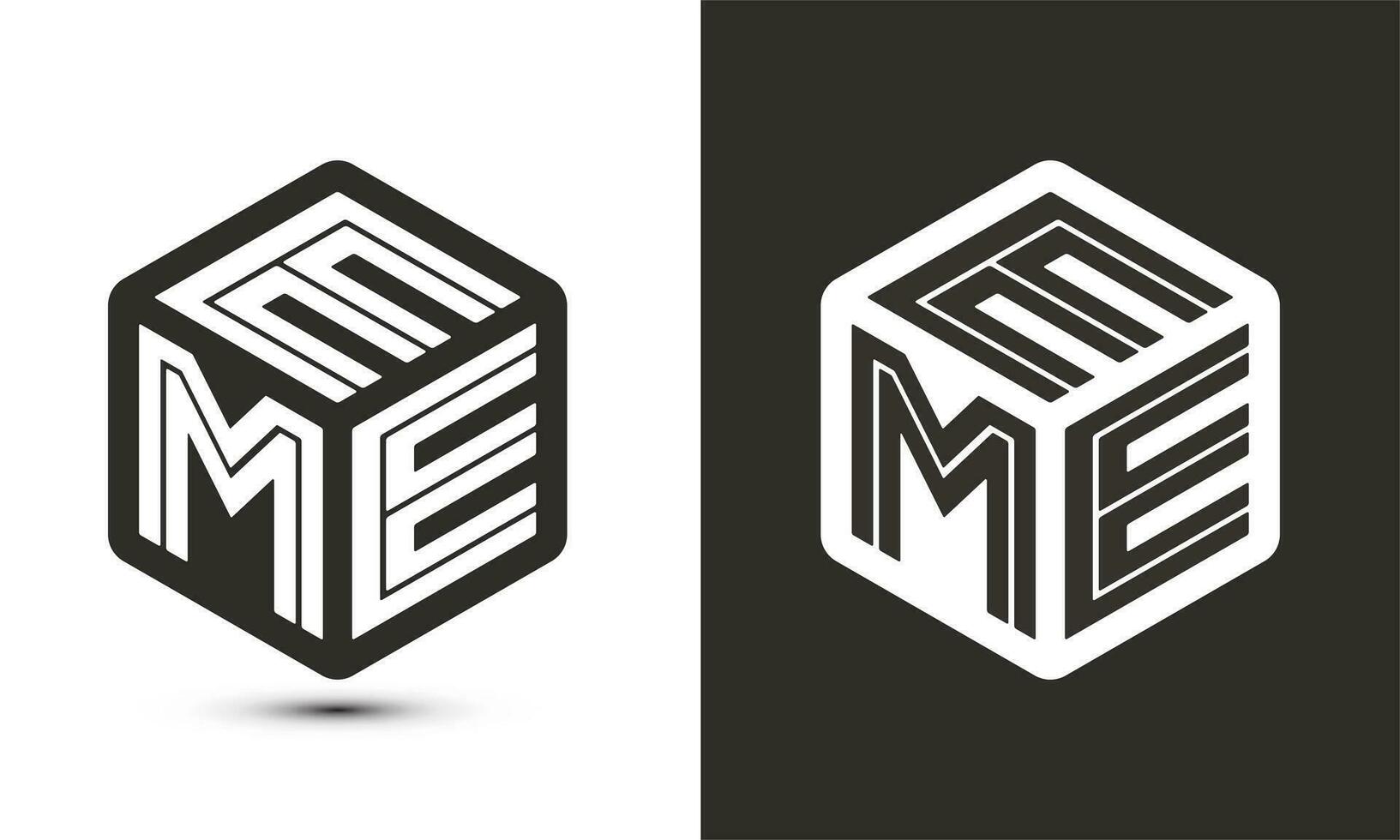 eme brev logotyp design med illustratör kub logotyp, vektor logotyp modern alfabet font överlappning stil.