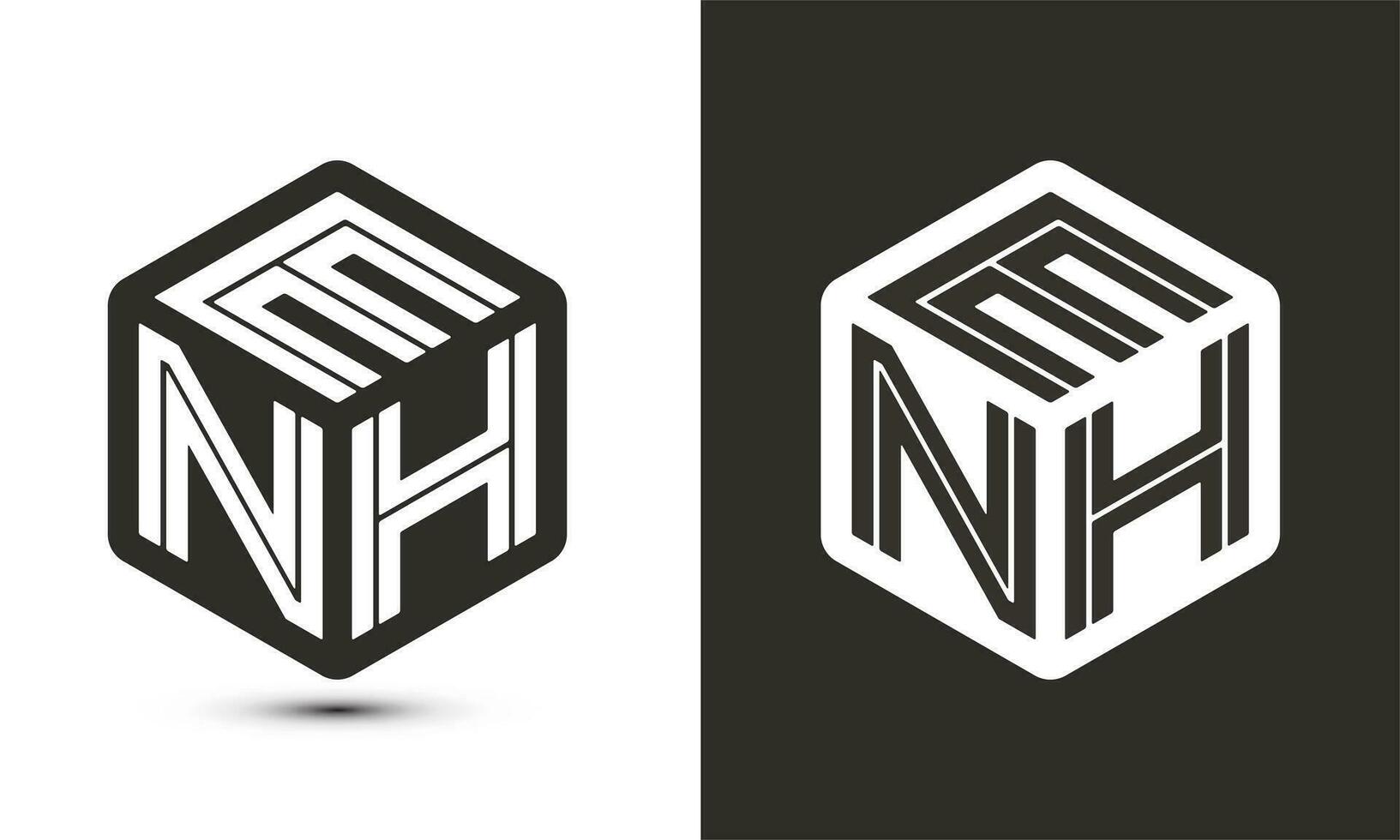 enh brev logotyp design med illustratör kub logotyp, vektor logotyp modern alfabet font överlappning stil.