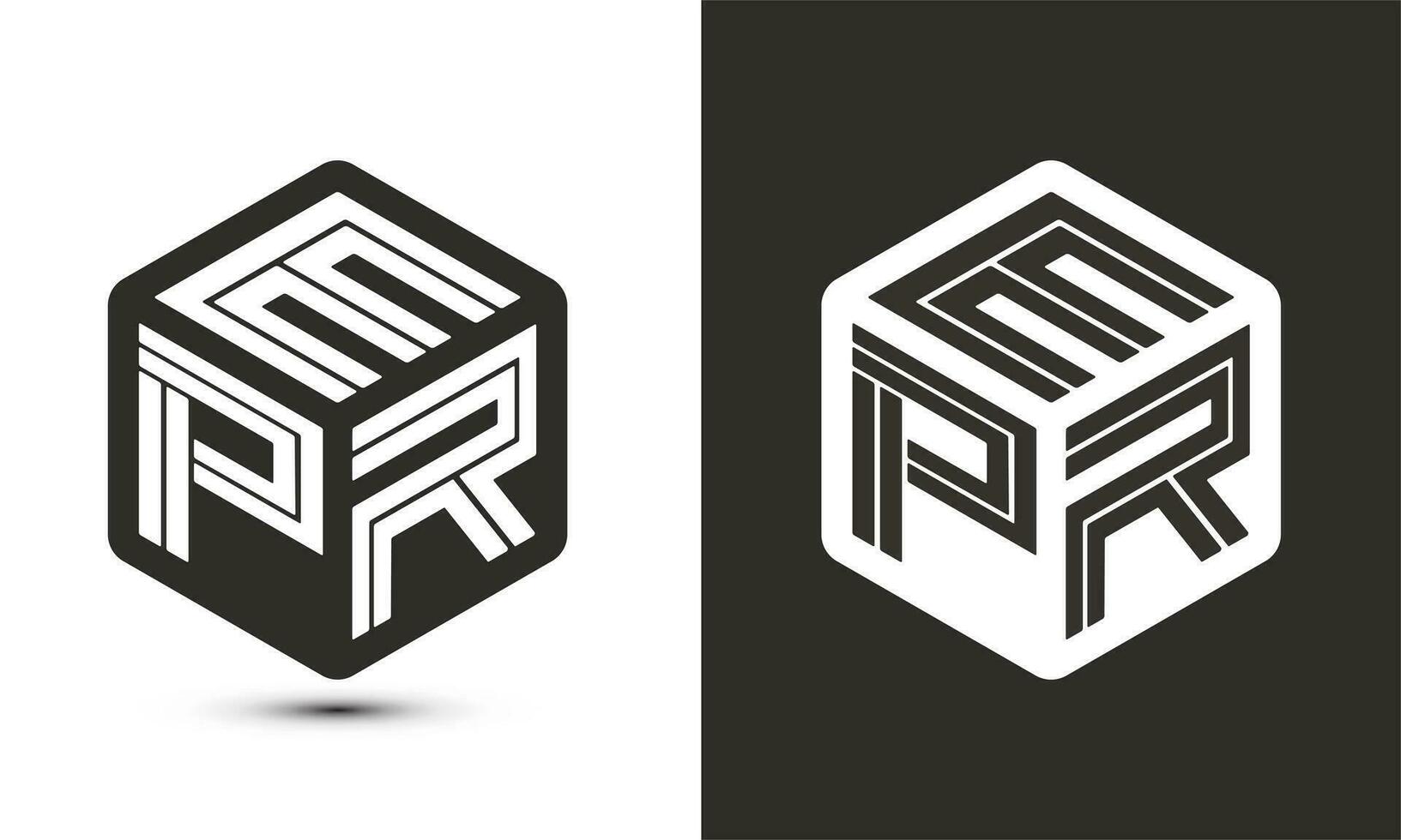 epr brev logotyp design med illustratör kub logotyp, vektor logotyp modern alfabet font överlappning stil.