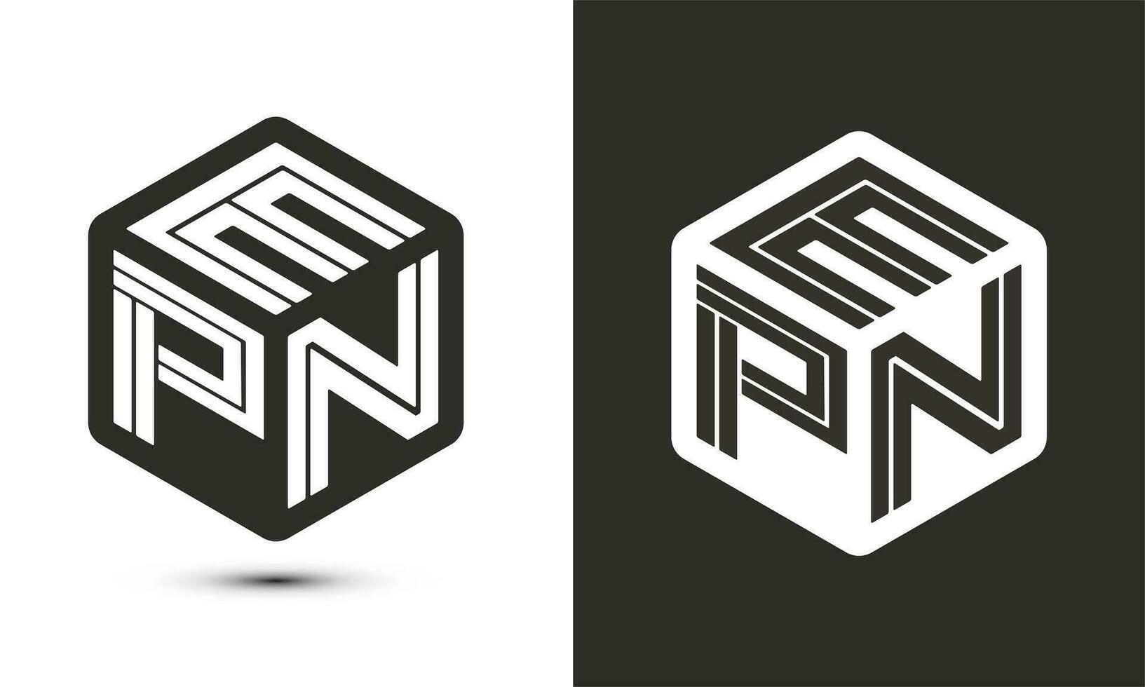 epn brev logotyp design med illustratör kub logotyp, vektor logotyp modern alfabet font överlappning stil.