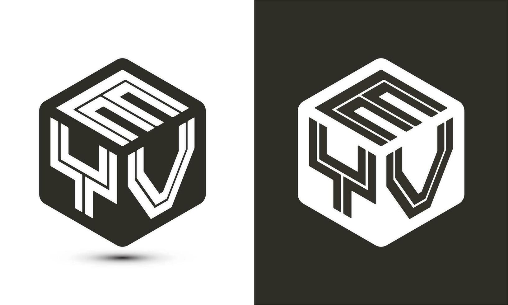 eyv brev logotyp design med illustratör kub logotyp, vektor logotyp modern alfabet font överlappning stil.