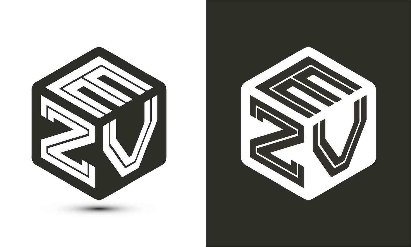 ezv brev logotyp design med illustratör kub logotyp, vektor logotyp modern alfabet font överlappning stil.